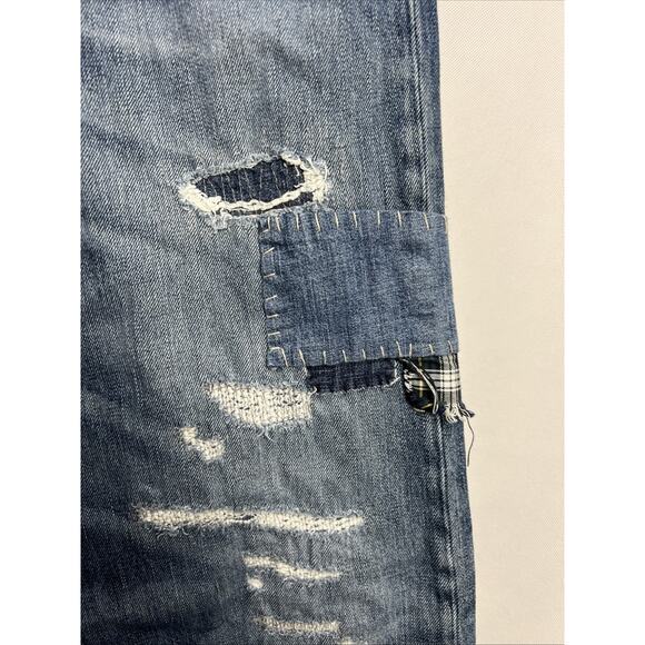 Polo Ralph Lauren Jeans Mens Size 32x32 Distressed Classic Fit Bandana Patchwork - Picture 3 of 14